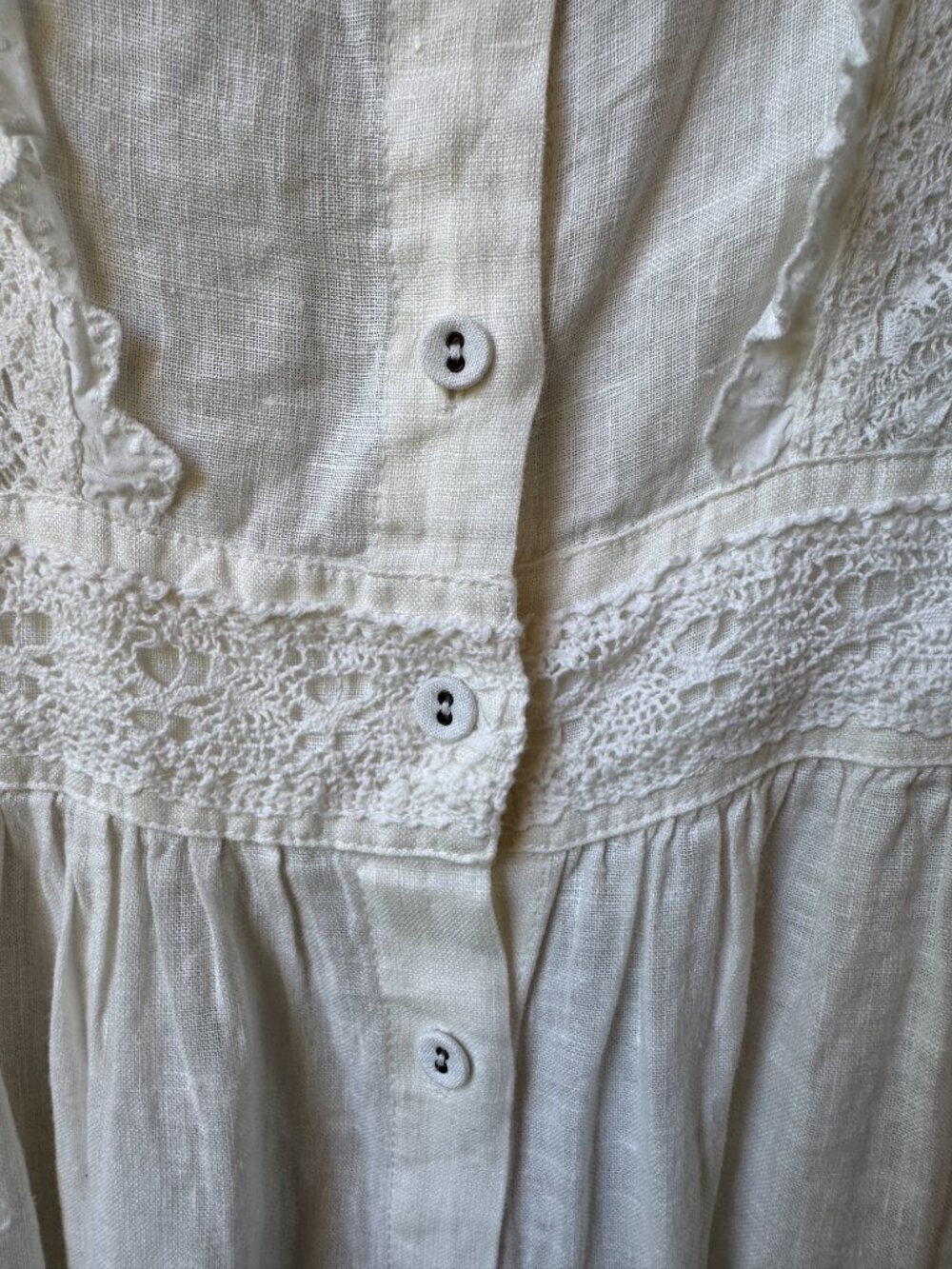 Vintage Romantic Edwardian White Linen and Lace Midi Dress in Women's Large - Picture 12 of 12